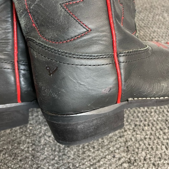 Dan Post Womens Cowboy Cowgirl Country Western Red Black Boots Size 5.5 - Picture 4 of 8
